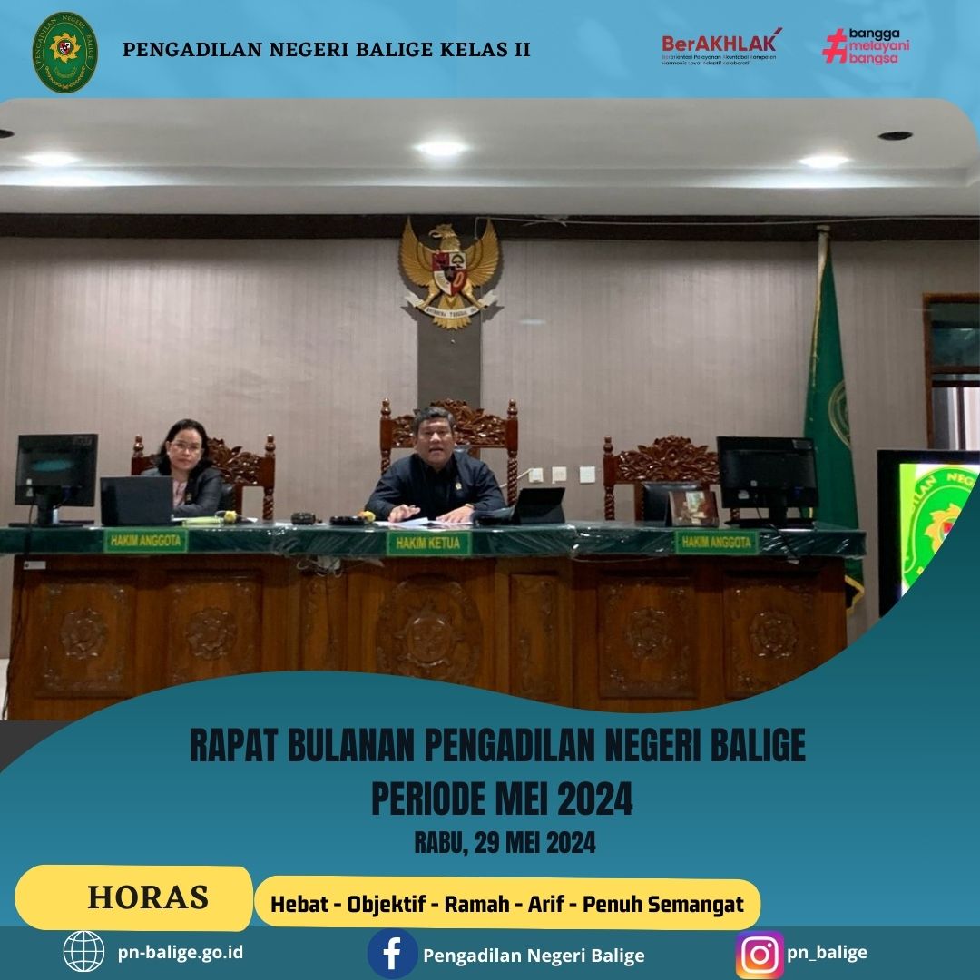 RAPAT BULANAN PENGADILAN NEGERI BALIGE PERIODE MEI 2024.